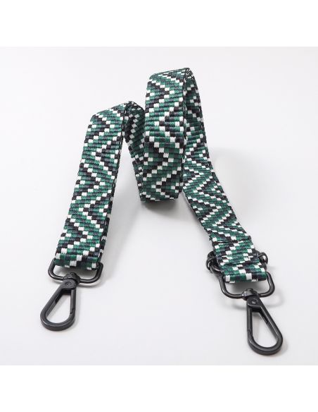 Sangle de sac avec mousquetons - Zig zag vert et noir