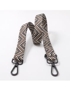 Sangle de sac avec mousquetons - Zig zag marron et gris