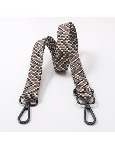 Sangle de sac avec mousquetons - Zig zag marron et gris