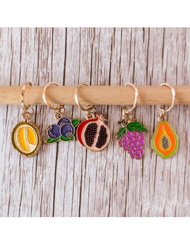 Lot de 5 anneaux marqueurs de maille - Fruits