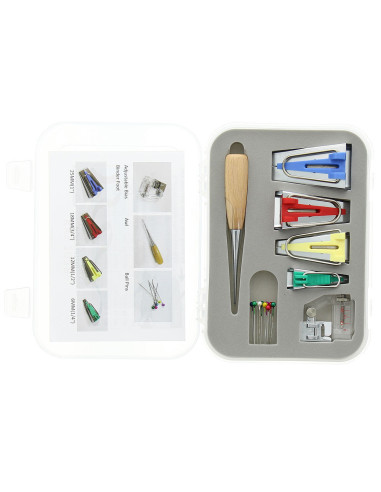 Deluxe 6-in-1 Bias Tape Maker Set with Awl and Foot
