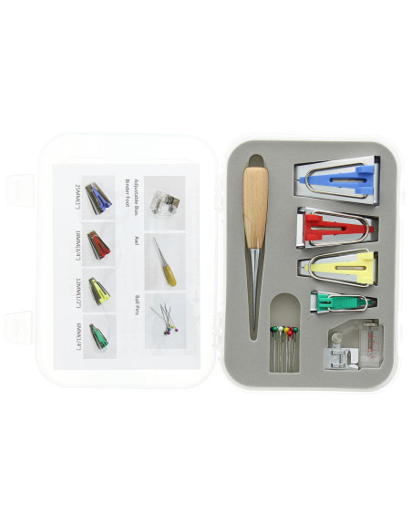 Deluxe 6-in-1 Bias Tape Maker Set with Awl and Foot