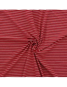 Tissu jersey gratté rayures fines - Rouge et blanc