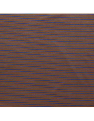 Tissu jersey gratté rayures fines - Marron et bleu
