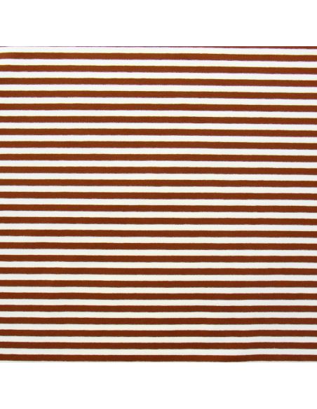 Tissu jersey gratté rayures larges - Acajou et écru