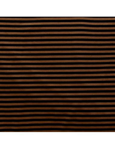 Tissu jersey gratté rayures larges - Orange et noir