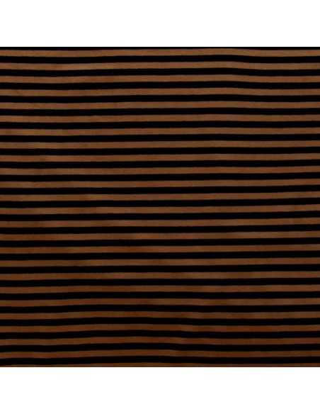 Tissu jersey gratté rayures larges - Orange et noir