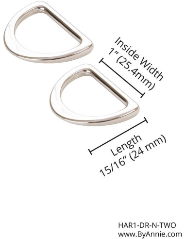 Set of 2 D-rings 25 mm silver