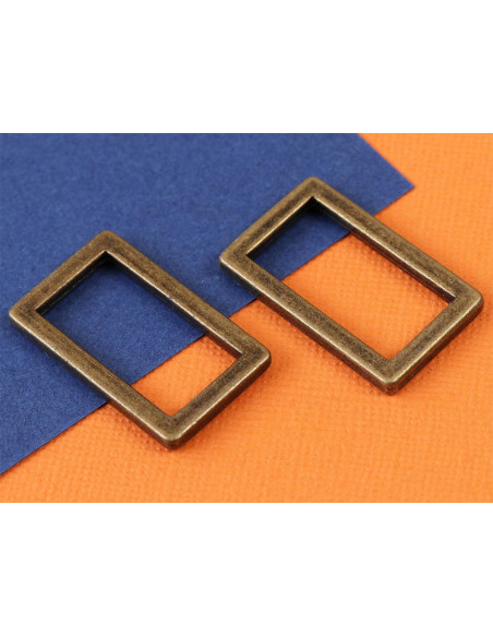 Set of 2 rectangular loops 19 x 25 mm antique brass