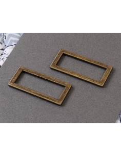Set of 2 rectangular loops 13 x 38 mm antique brass