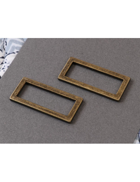 Set of 2 rectangular loops 13 x 38 mm antique brass
