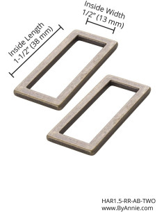 Set of 2 rectangular loops 13 x 38 mm antique brass 2