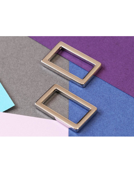 Set of 2 rectangular loops 19 x 25 mm silver
