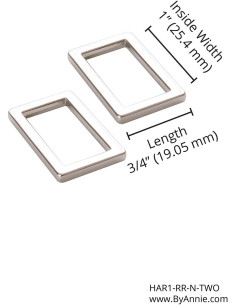 Set of 2 rectangular loops 19 x 25 mm silver 2