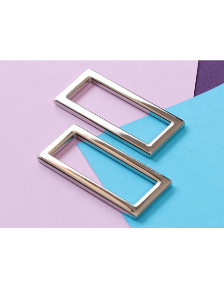 Set of 2 rectangular loops 13 x 38 mm silver