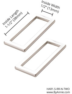 Set of 2 rectangular loops 13 x 38 mm silver 2