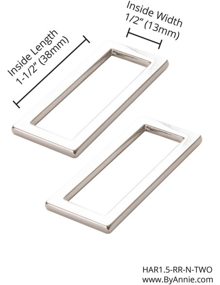 Set of 2 rectangular loops 13 x 38 mm silver