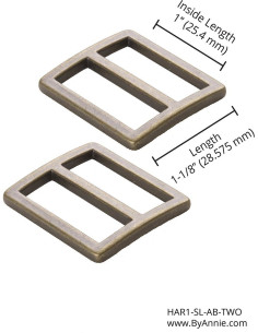 Set of 2 sliding loops 28 x 25 mm antique brass 2