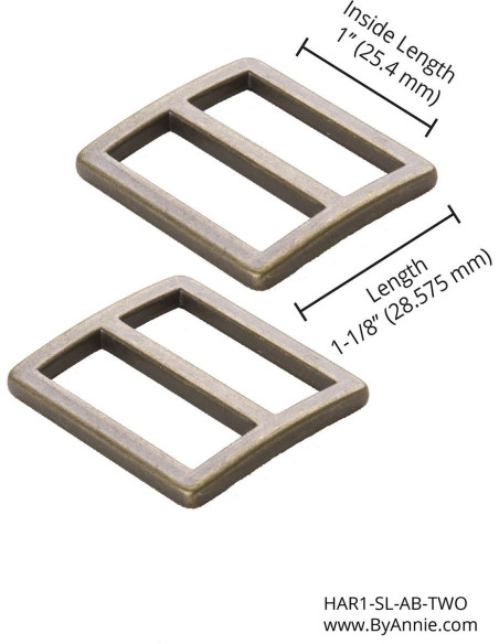 Set of 2 sliding loops 28 x 25 mm antique brass