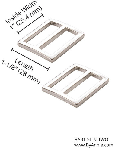 Set of 2 sliding loops 28 x 25 mm silver
