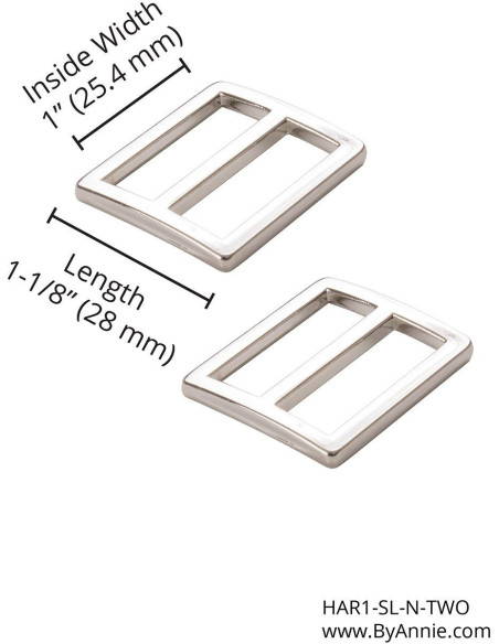 Set of 2 sliding loops 28 x 25 mm silver