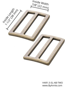 Set of 2 sliding loops 22 x 38 mm antique brass 2