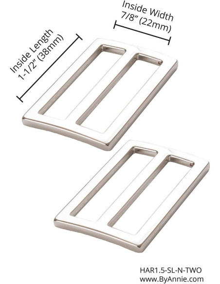 Set of 2 sliding loops 22 x 38 mm silver