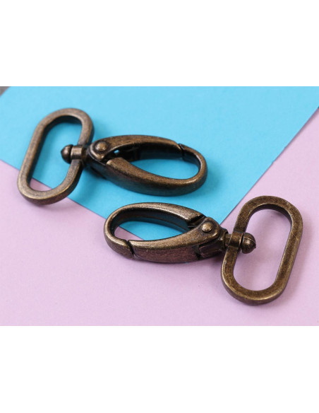 Set of 2 carabiners for 25 mm antique brass