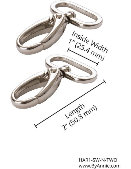 Set of 2 silver carabiners for 25 mm straps