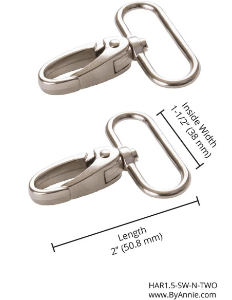 Set of 2 silver 38 mm carabiners