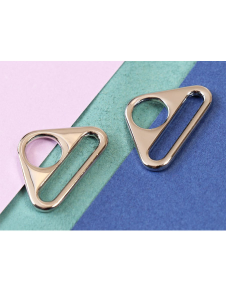 Set of 2 triangular rings, 25 mm, silver