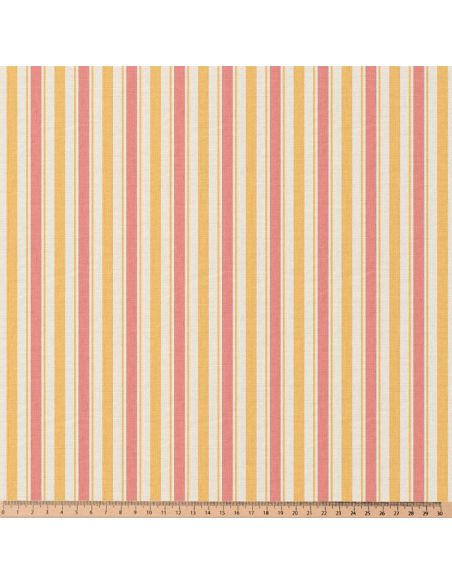 Tissu popeline de coton - Lydia jaune et rose