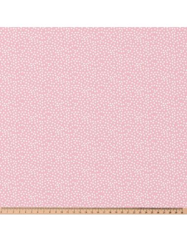 Tissu popeline de coton - Tassi rose et blanc