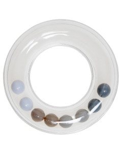 Transparent rattle ring with beads 63 mm - Gray