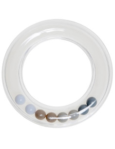 Transparent rattle ring with beads 80 mm - Gray