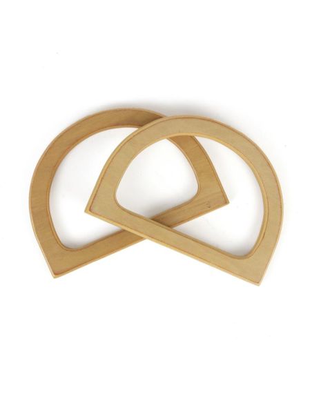 Anses en bois demi cercle pour sac à main - Teck