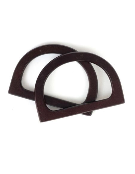 Anses en bois demi cercle pour sac à main - Marron foncé