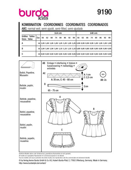 Patron de chemisier et pantalon - Burda 9190