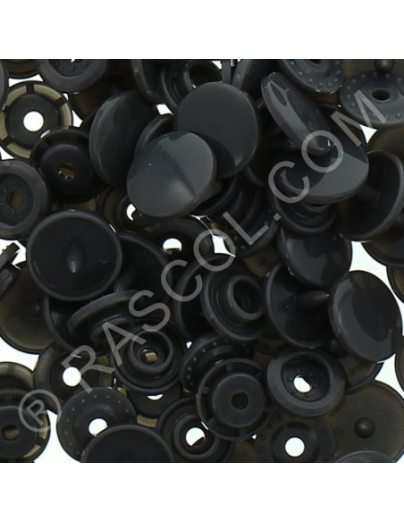 Pack of 25 KAM round resin snaps - Anthracite gray