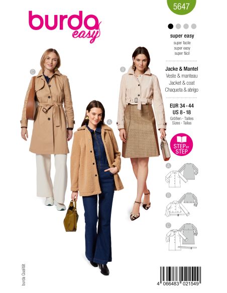 Patron de veste et manteau - Burda 5647