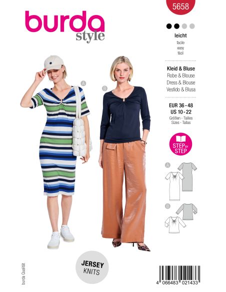Patron de robe et t-shirt - Burda 5658