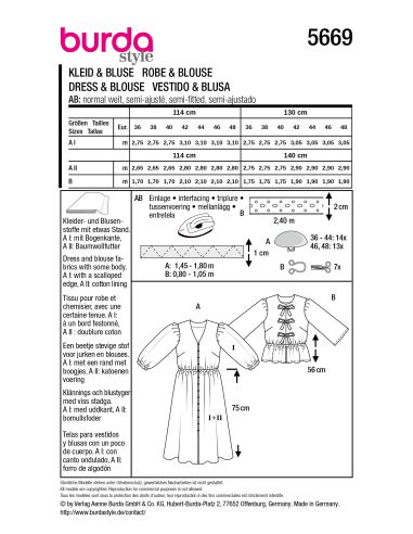 Patron de robe et chemisier - Burda 5669