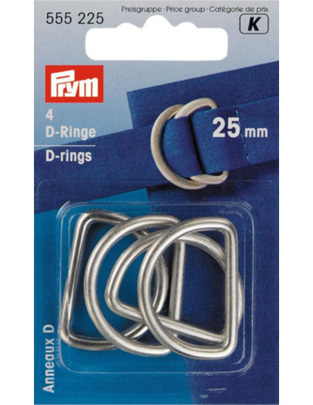 Box of 4 D-rings - Silver 25 mm