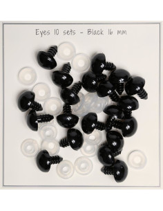 16 mm black safety eyes - 10 pairs