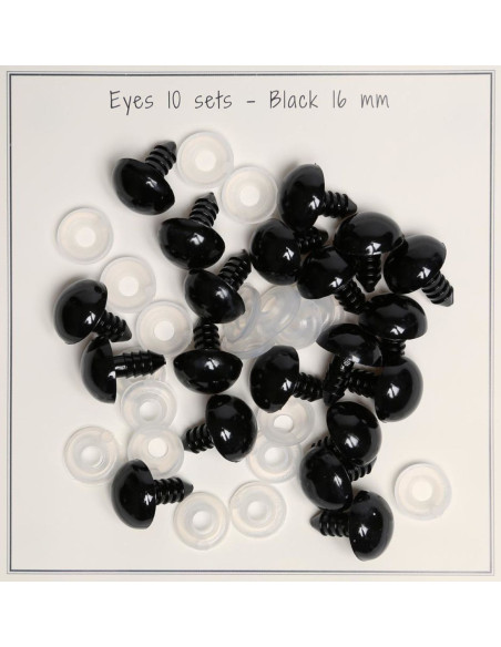 16 mm black safety eyes - 10 pairs