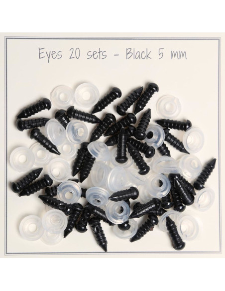 Black safety eyes 5-8 mm - 25 pairs
