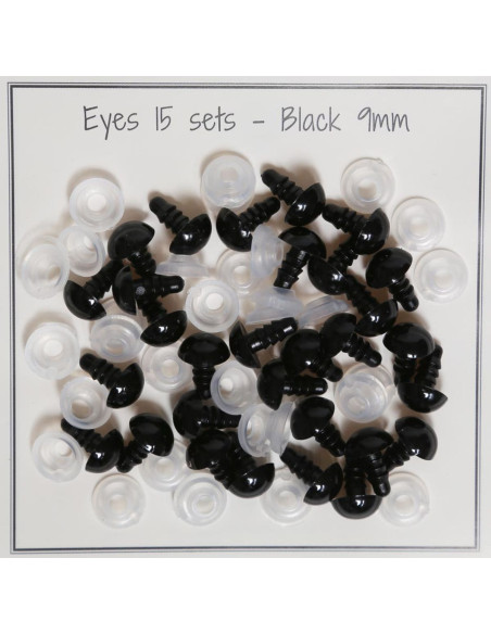 9 mm black safety eyes - 15 pairs
