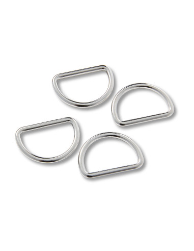 Box of 4 D-rings - Silver 25 mm