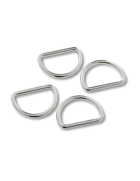 Box of 4 D-rings - Silver 25 mm