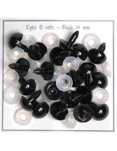 14 mm black safety eyes - 10 pairs